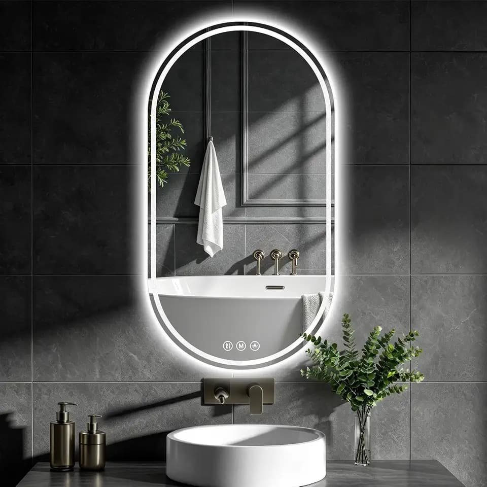 XRAMFY Badspiegel mit Beleuchtung LED 96×50CM Anti-Beschlag Badezimmer Wandspiegel Badezimmerspiegel IP65 Wassergeschützt