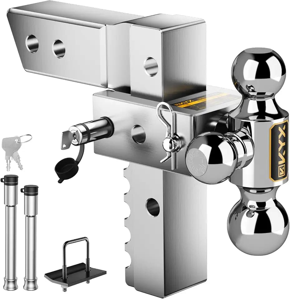 Adjustable Trailer Hitch - Drop Hitch for 2.5" Receiver, 6" Drop/Rise