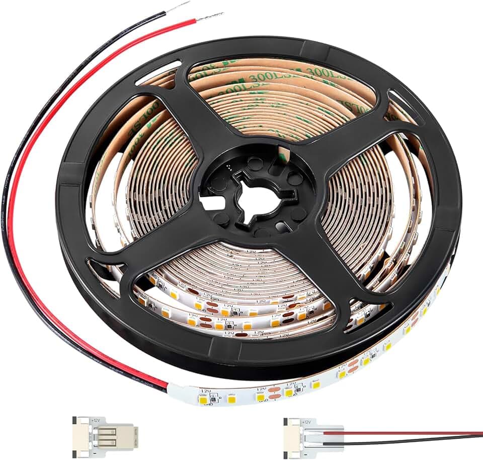RV Flexible LED Strip Light 12V Dimmable Tape Light 16.4 ft 600 LEDs Width 5/16” for Camper Van Motorhome Truck Trailer Interior Lighting, 2000 Lumen CRI 90+ Indoor Only (4000K)