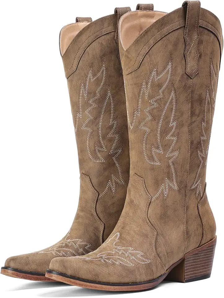 IUV Cowboy Boots for Women Mid Calf Cowgirl Western Boots