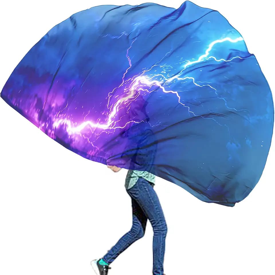 Wuchieal Porphetic Praise Dance Worship Flex Flag, radius 55" x 74" semicircle Dance Ministry Streamer LIGHTNING#BLUE-PURPLE