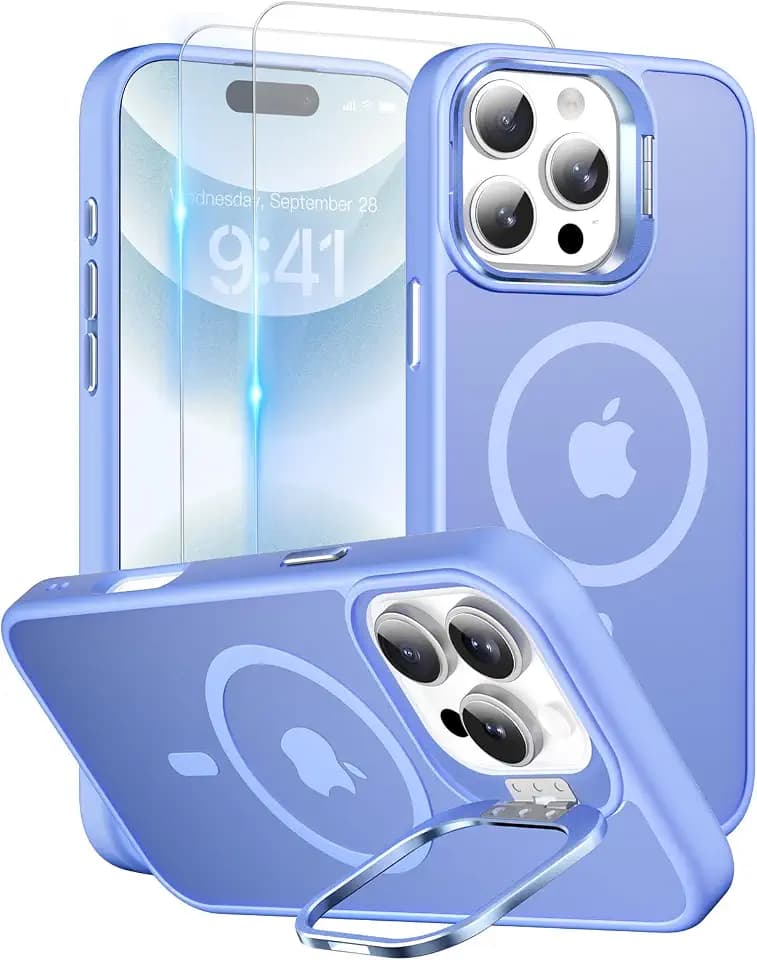 for iPhone 16 Pro Case with Stand, Fit for Magsafe (Certified Military & Magnetic Protection), Translucent Matte Phone Case [Kickstand] with 2 Screen Protectors 6.3", Ultramarine