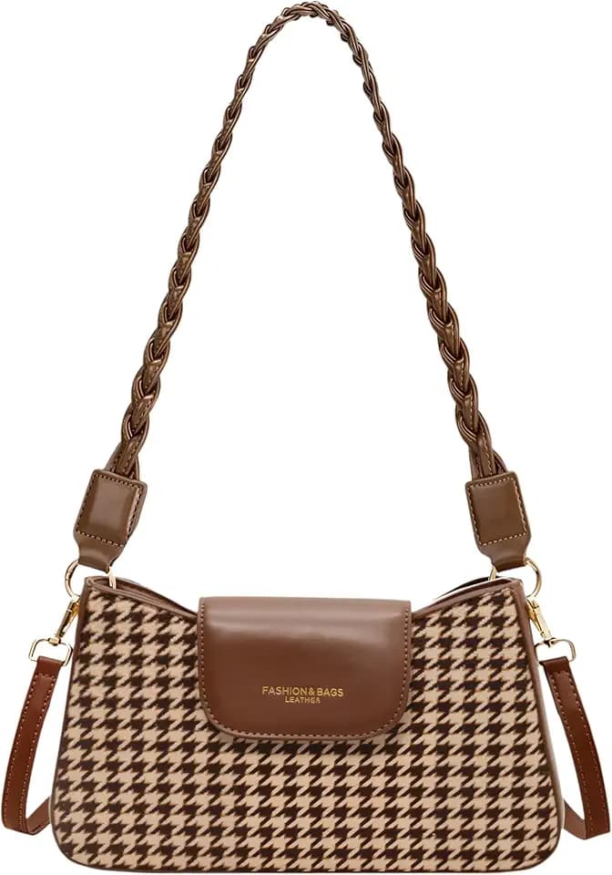 Star Houndstooth Designer Handbags Shoulder Bags for Women Crescent Crossbody Hobo Bag Y2K Underarm Purse