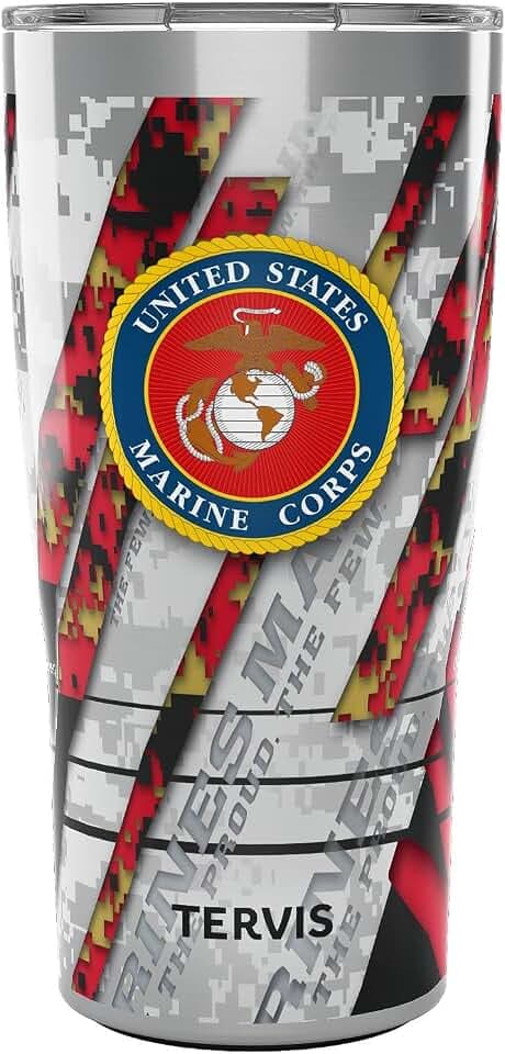 Tervis Traveler Marines Logo Digi Camo Triple Walled Insulated Tumbler Travel Cup Keeps Drinks Cold & Hot, 20oz, Stainless Steel