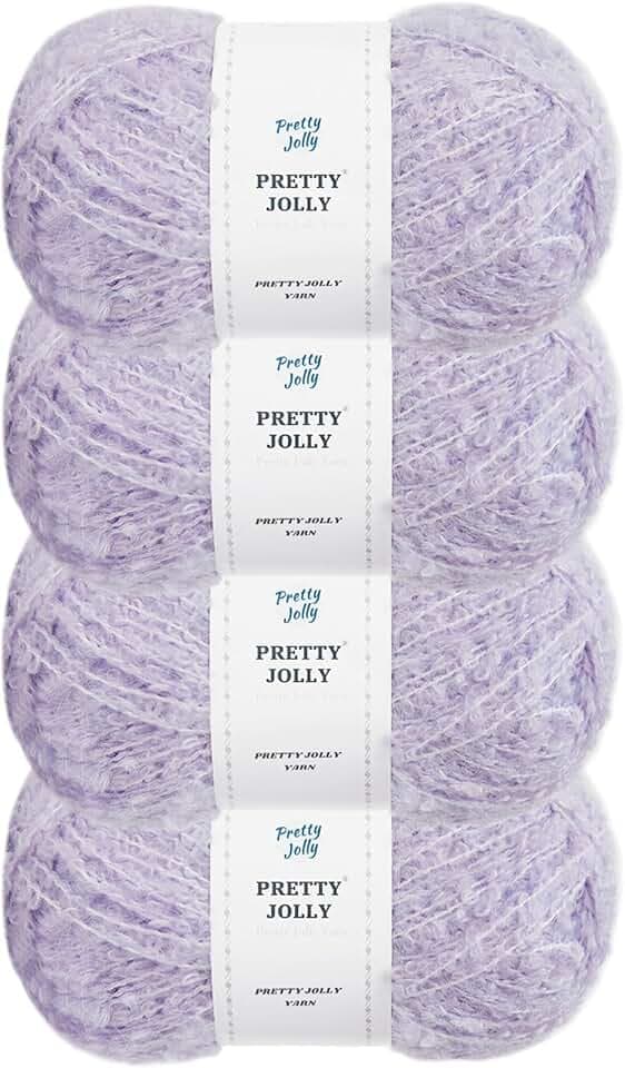 Pretty Jolly 4 Knäuel Schlaufengarn - Weiches Bouclé-Garn Mit Kleiner Schlaufe für Bastelarbeiten, Häkeln, Stricken - Modegarn, Fingergewicht, 4 x 140 m