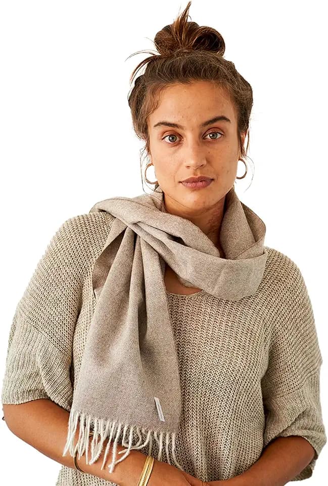 Baby Alpaka Schal mit Fransen für Damen & Herren – Herbst & Winter (180x30cm) – kuschelig warm und atmungsaktiv, 100% Baby Alpaka Wolle