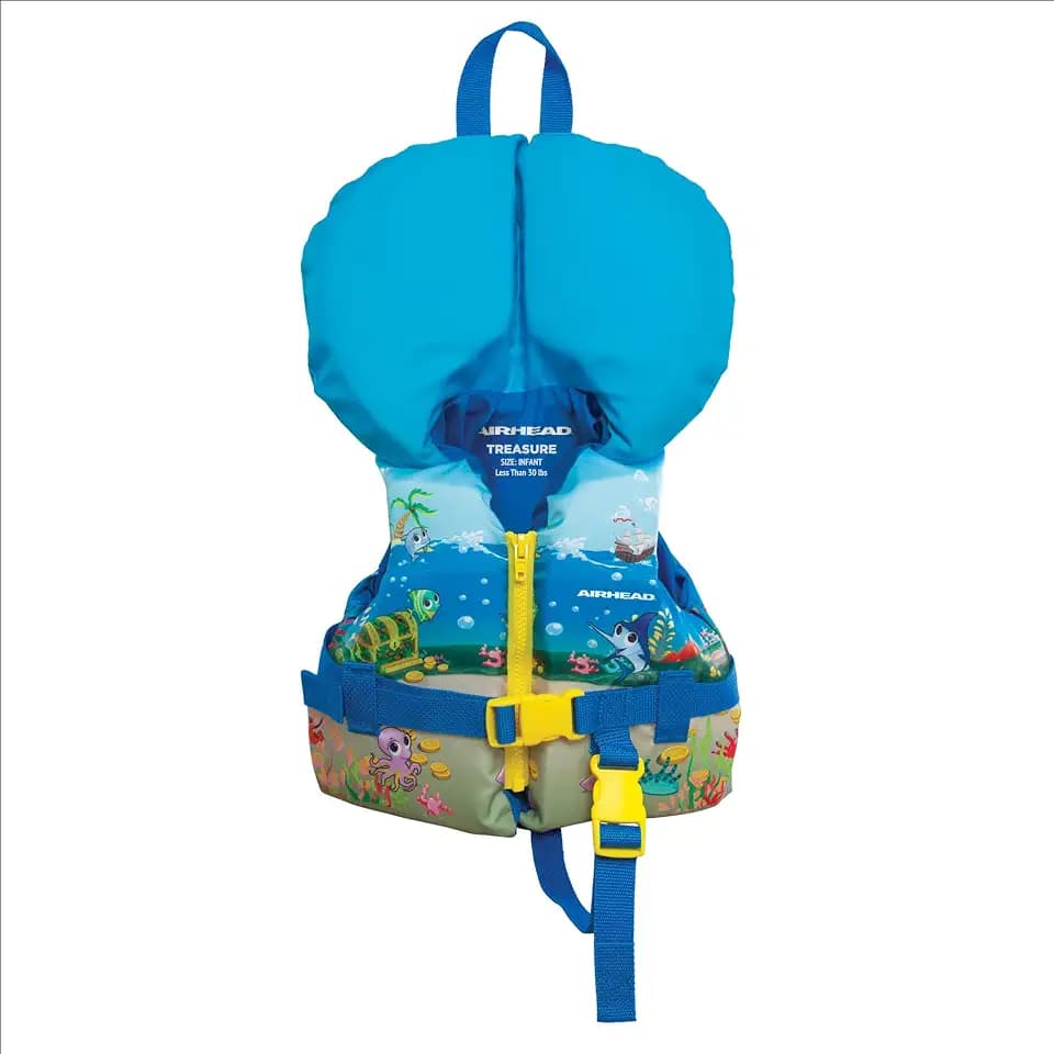 Airhead Treasure Life Jacket for Kids - USCG Approved Infant & Child Boating Safety PFD for Swimming, Water Play & Family Recreation, Closed-Side Flotation Device