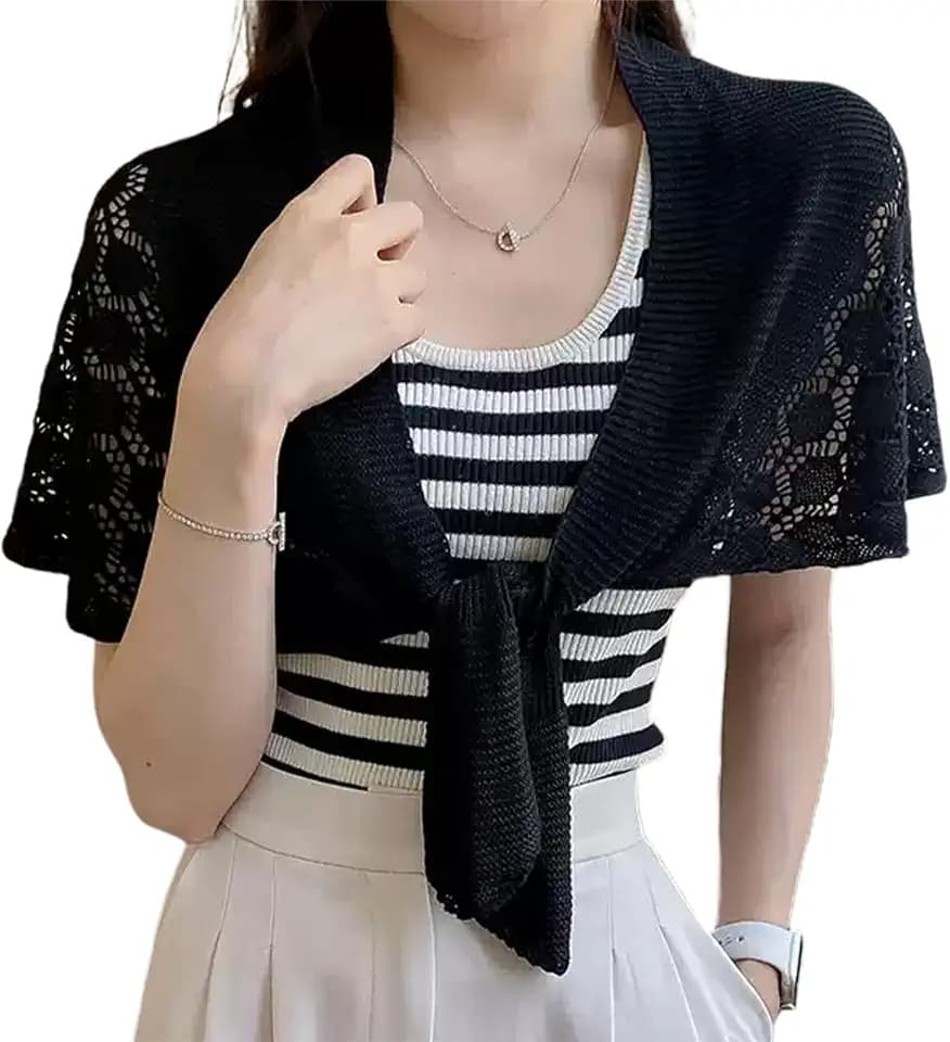 Strickschal, geknotet, Schulter-Poncho, gehäkelt, hohl, Hochzeit, Abendveranstaltung, Geburtstag, elegant, lässig