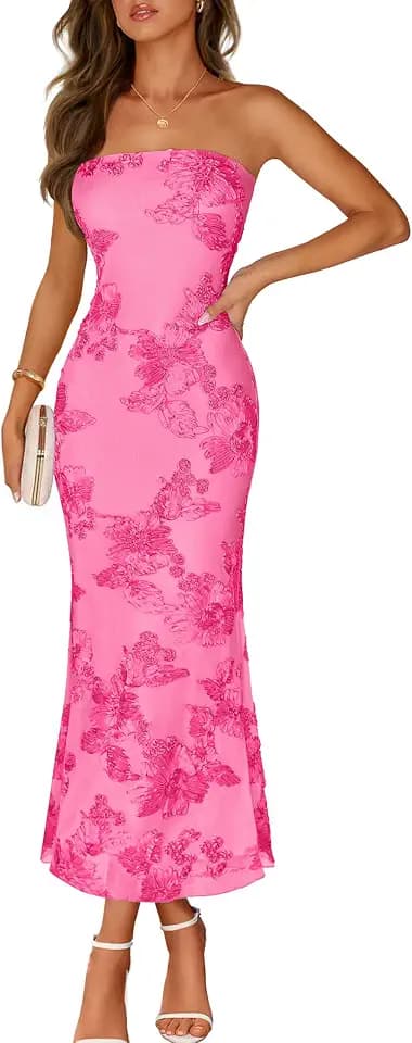 MEROKEETY Women's Summer Floral Wedding Guest Cocktail Maxi Dress