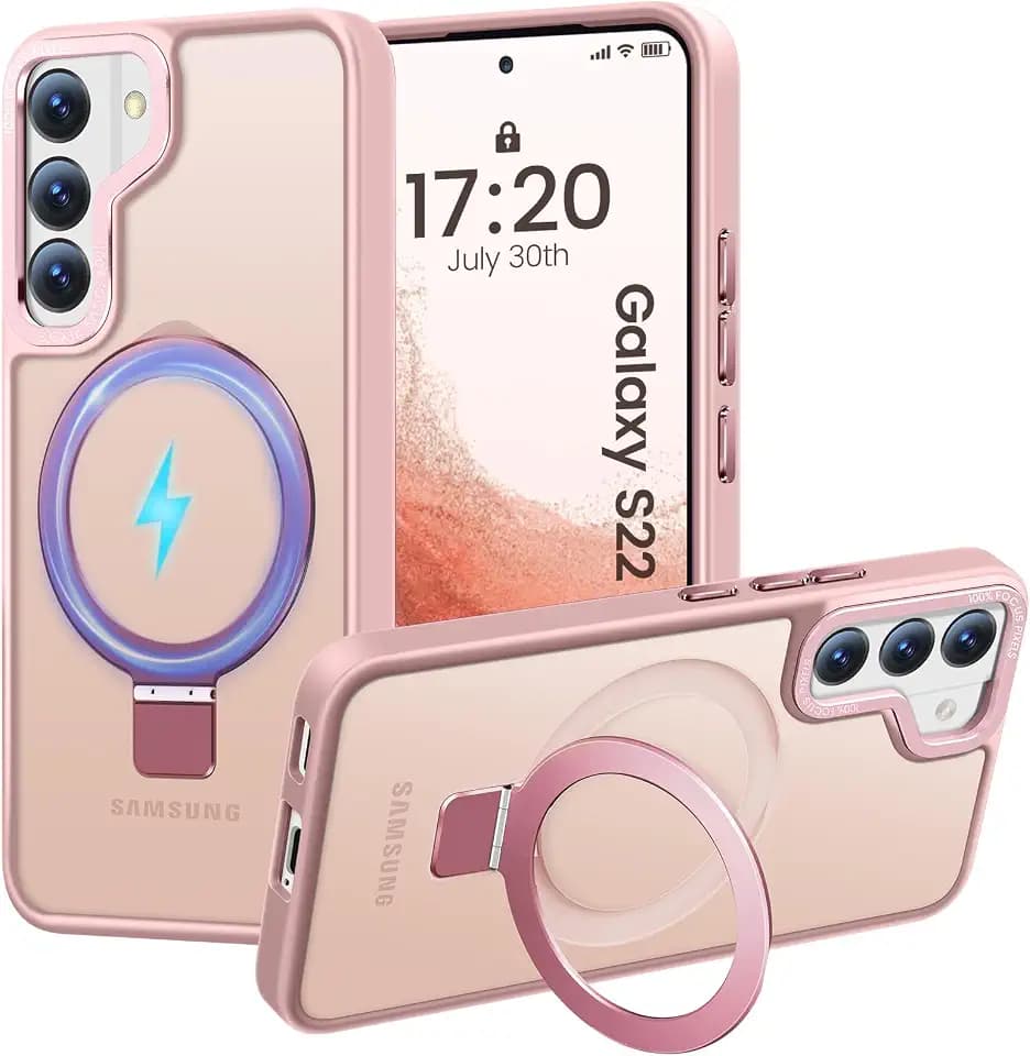HuwaiH Magnetic Stand Case for Samsung Galaxy S22, Pink