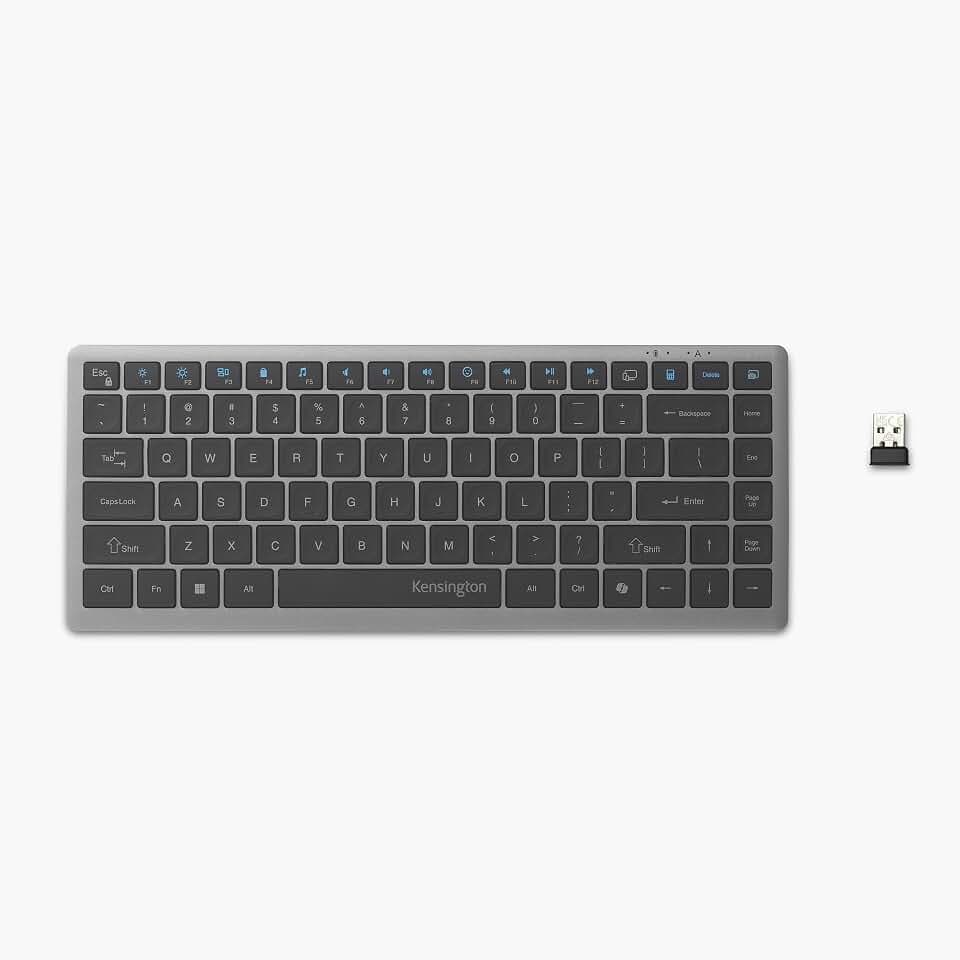 Kensington KB435 Wireless Compact Keyboard, Bluetooth & 2.4GHz Connection, Quiet Scissor-Switch Keys, Programmable, Copilot Hotkey, Compatible with Windows, Black (K75409NA)