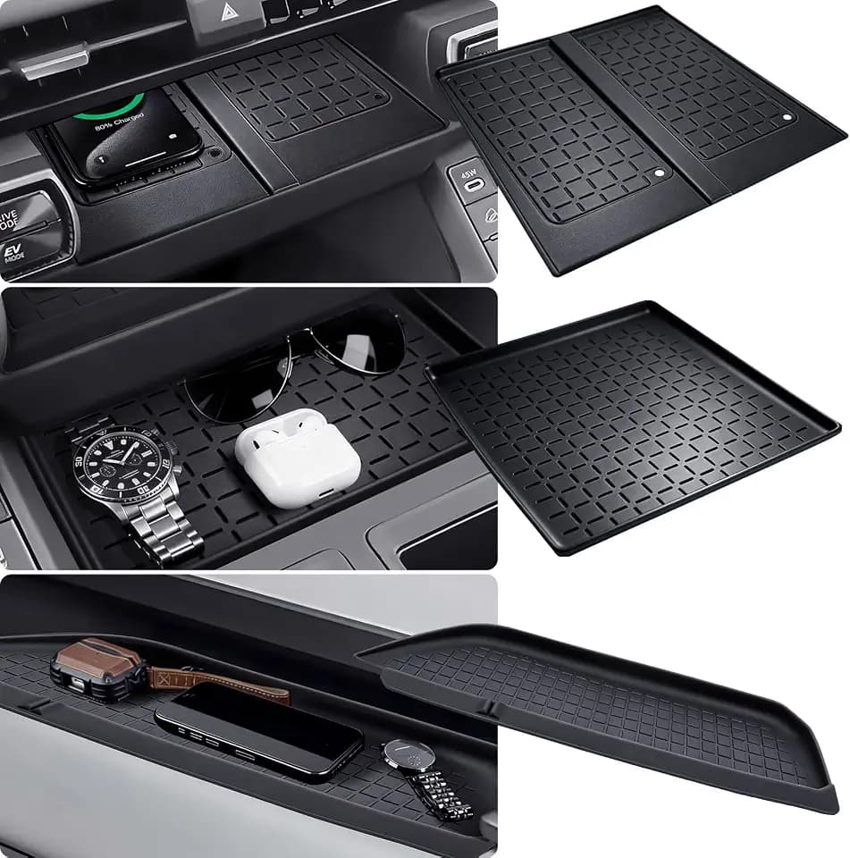 Wireless Charging Protective Mat & Center Console Storage Protective Mat & Passenger Storage Organizer Mat for Toyota RAV4 2026, Interior Accessories Anti-Slip Cover Pad for 2026 RAV 4, Black
