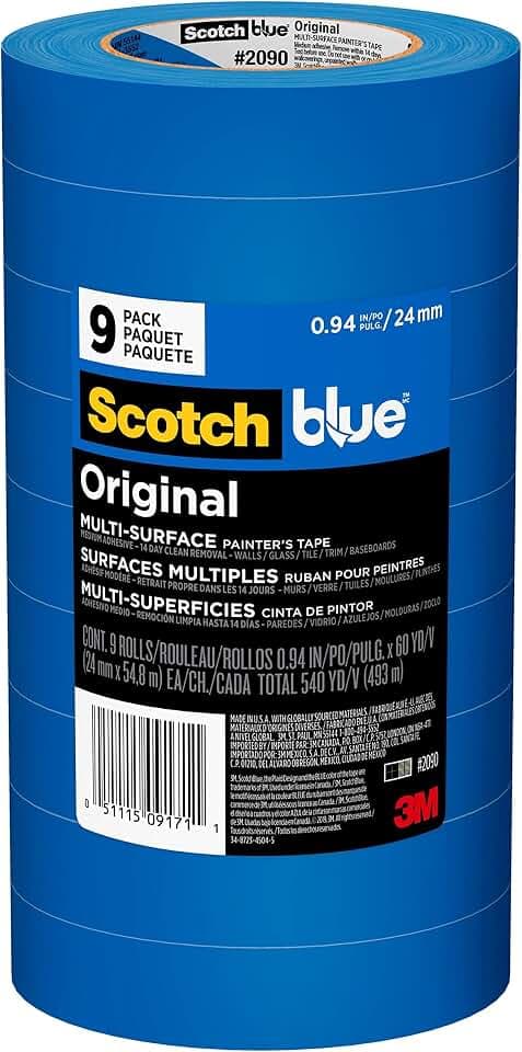 ScotchBlue Original Multi-Surface Painter's Tape 1 Inch Wide, 9 Rolls