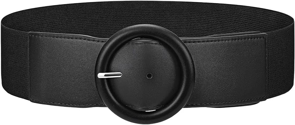 WHIPPY Women's Wide Elastic Waist Belt for Dresses Fashion Ladies Wide Stretchy Belt with Handmade Round Buckle