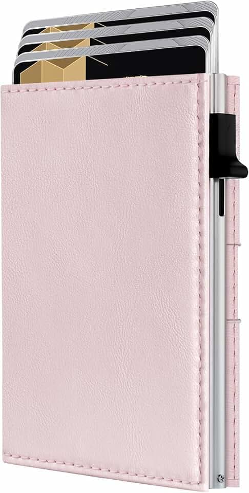 RFID Wallet Women, Small Slim Trifold Wallet Anti-Theft Pop up Card Holder