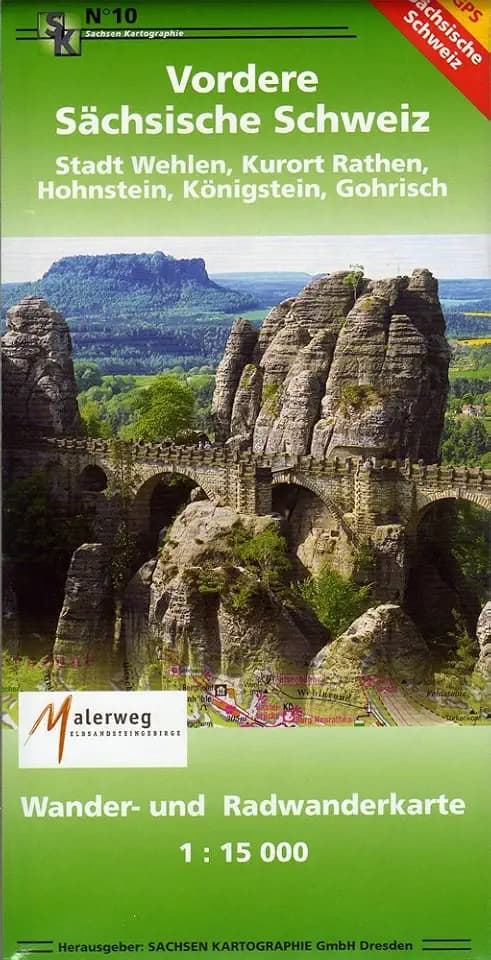 Vordere Sächsische Schweiz Stadt Wehlen, Kurort Rathen, Hohnstein, Königsten, Gohrisch: Wander- und Radwanderkarte. 1:15000 GPS-fähig, wetterfest,reißfest