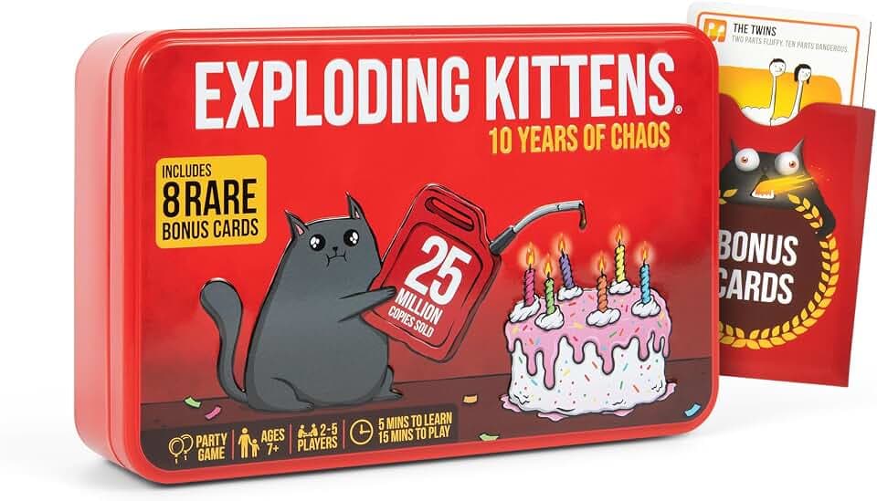 Exploding Kittens 10th Anniversary Tin, 2-5 Players, Ages 7+