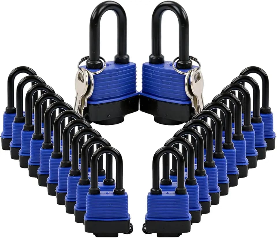 SEPOX® Long Shackle Padlocks 1.8", 20Pcs Keyed-Alike, Water-Resistant Cover