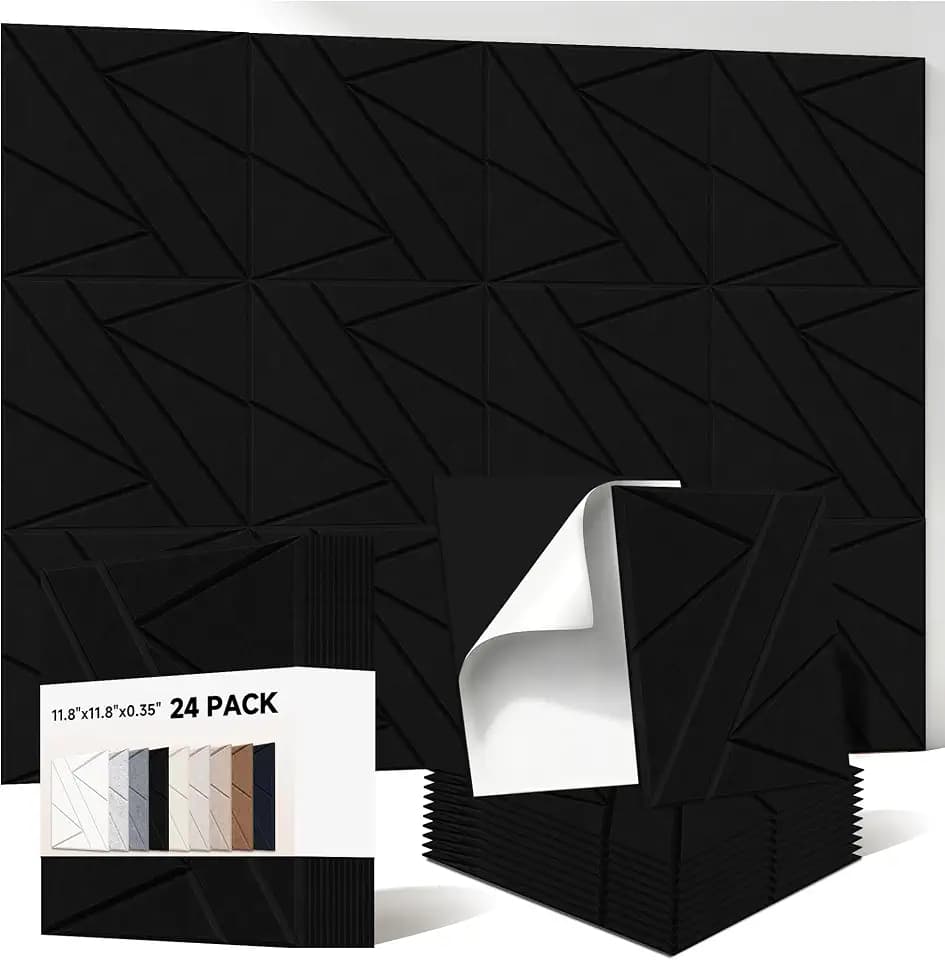 24 Pack Acoustic Panels,11.8”x11.8” Sound Absorbing Panels, Black