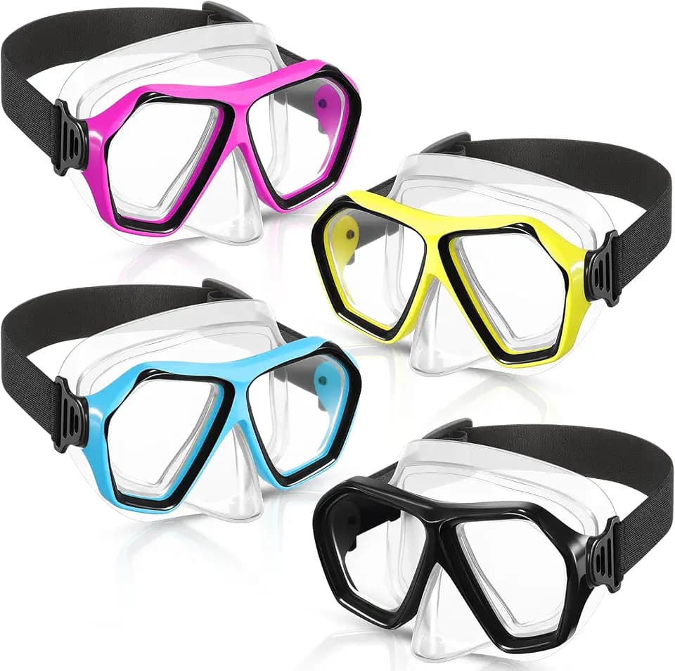 Fabbay 4 Pcs Adult Swimming Goggles with Nose Cover Snorkel Diving Mask Goggles Swim Mask with Fabric Strap