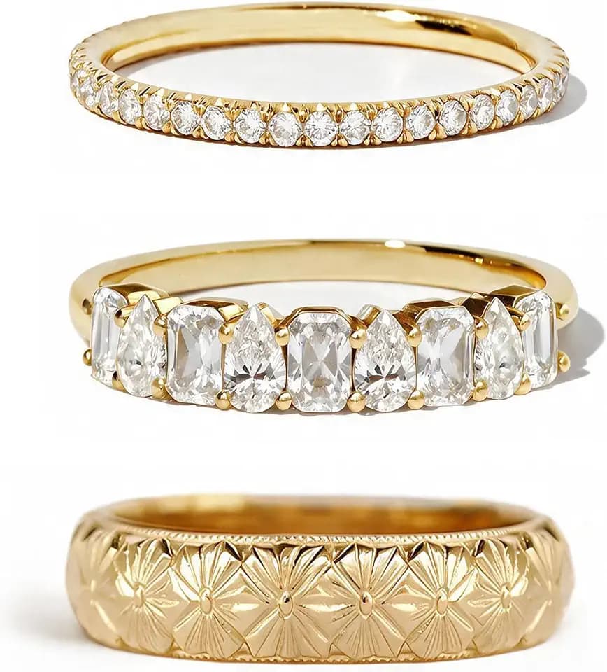 Gold Rings for Women Non Tarnish Stackable Statement Promise Rings