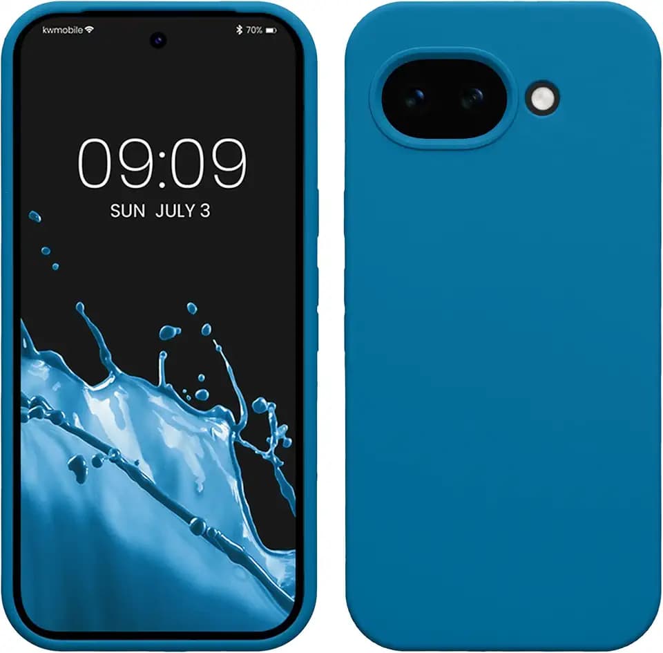 kwmobile Case Compatible with Google Pixel 10a Case - TPU Silicone Phone Cover with Soft Finish - Caribbean Blue
