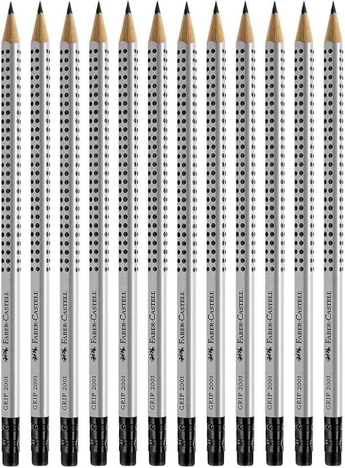 Faber-Castell Grip Graphite Pencils with Erasers – No. 2.5, 8mm, Drawing Pencils for Kids, Sketch Pencils, Art Pencils for Drawing and Shading (12 Count)