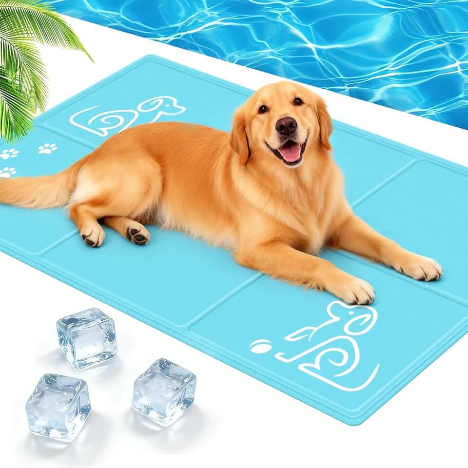 JONRRYIN Kühlmatte Hund Selbstkühlend, 70 * 120cm Kühldecke Hunde, Hundekühlmatte Gel, Cooling Mat Dog, Kühlmatte für Große & Mittelgroße Hunde, Haustiere, Sommer, Drinnen, Draußen & Auto (L)