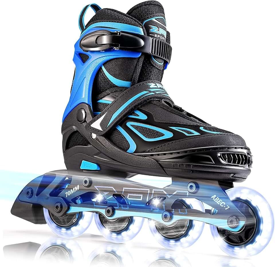 2PM SPORTS Verstellbar Inliner für Kinder, Leucht Inline Skates Rollschuhe für Damen/Herren
