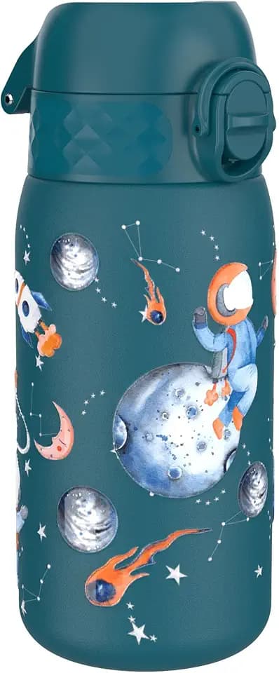ion8 Isolierte Edelstahl-Trinkflasche, 320 ml, Auslaufsicher, Einhandöffnung, Sichere Verriegelung, Spülmaschinenfest, Klappdeckel, Tragegriff, Leicht zu Reinigen, Langlebig, Raumfahrt