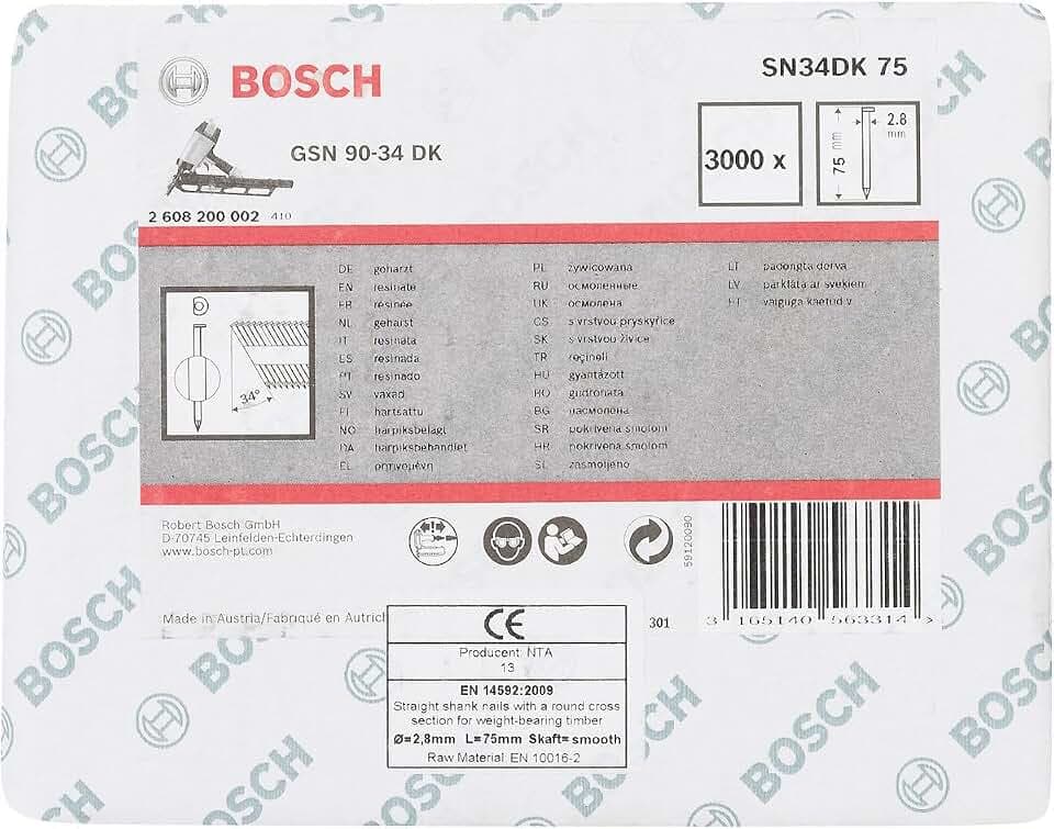 Bosch 3000x PRO SN34CH, Streifennagel, 34° mit abgeschnittenem Kopf, 75