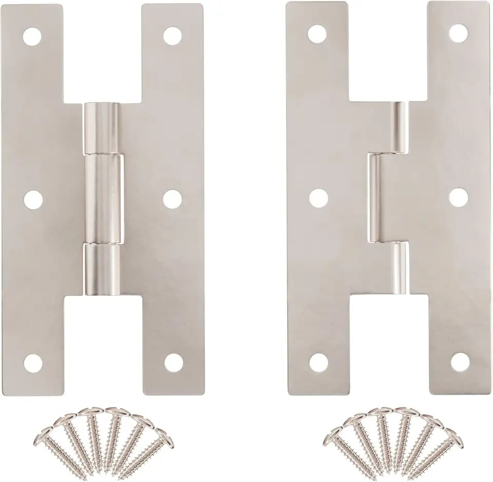 Satin Nickel H Hinges for Cabinet Doors - 3" x 1-5/8" - Pack of 2 - Flush Mount Cabinet Hinges - HG6-SSN (1)