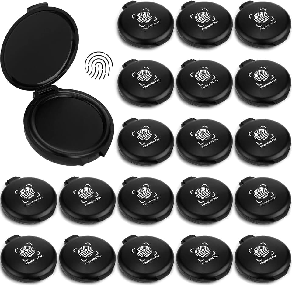 20PCS Fingerprint Thumbprint Ink Pad Mini Black Stamp Ink Pads for Notary Supplies Identification Security Home Office Use