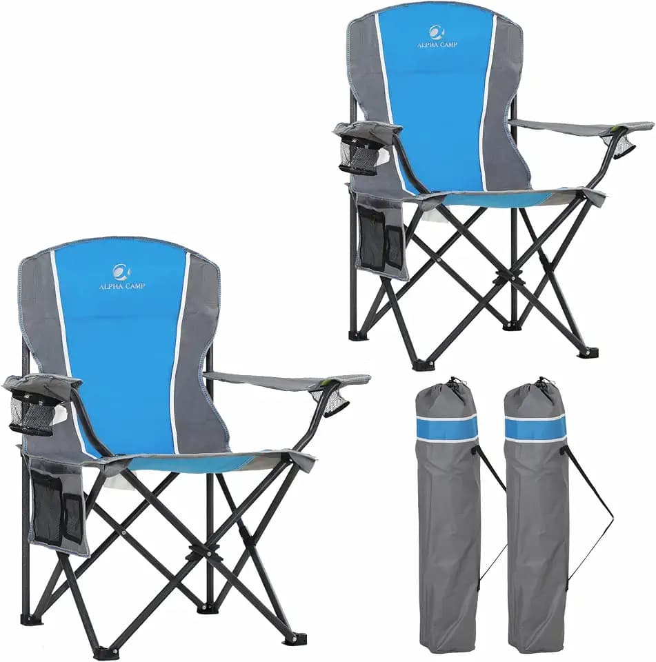 LET'S CAMP Oversized Outdoor Folding Camping Chair Heavy Duty Arm Chairs