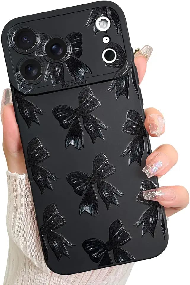 LSL Case for iPhone 17 Pro Max Black Ribbon Bow Pattern Print Design