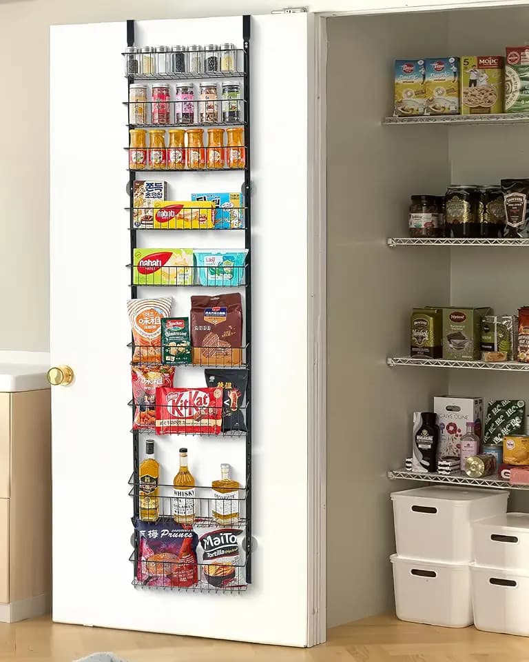 VEVOR Speisekammer-Organizer, 9-stöckige Speisekammer-Organisation und Aufbewahrung, robustes Gewürzregal aus Stahl, verstellbare Wand-Gewürzregale, für Zuhause, Küche, Waschküche, Badezimmer, Schwarz