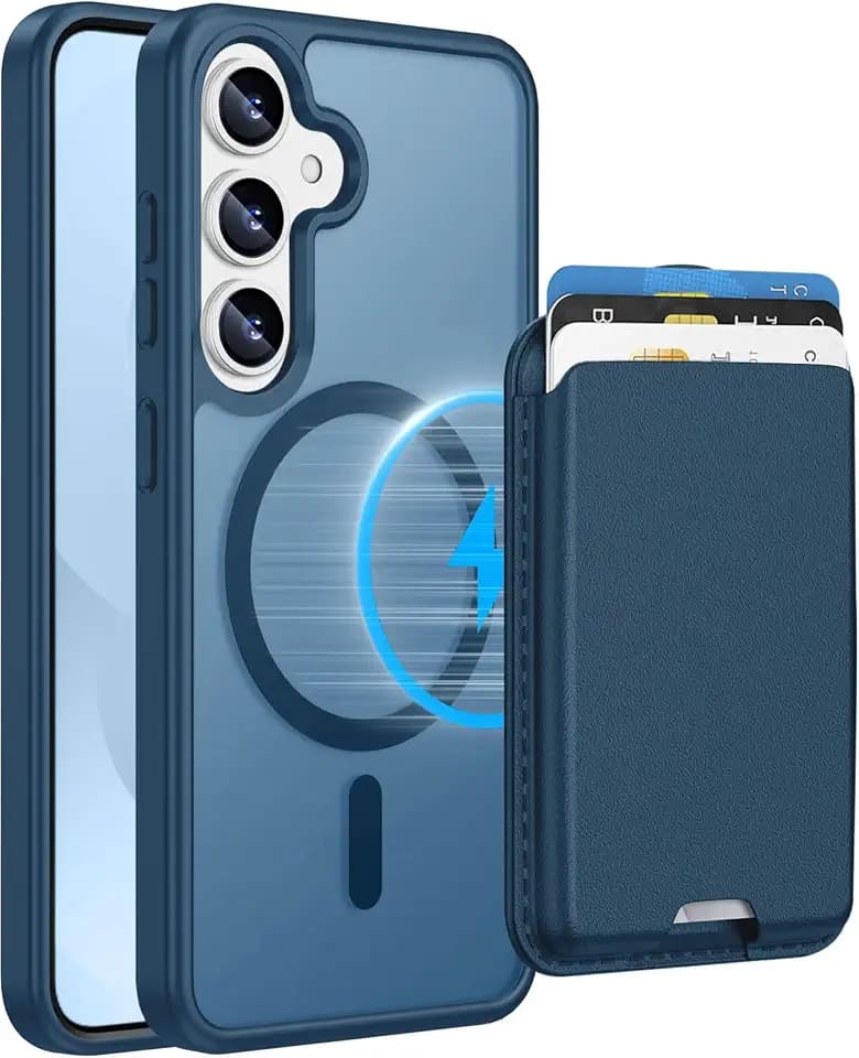 Magnetic for Samsung Galaxy S25/S24 Wallet Case, Deep Blue