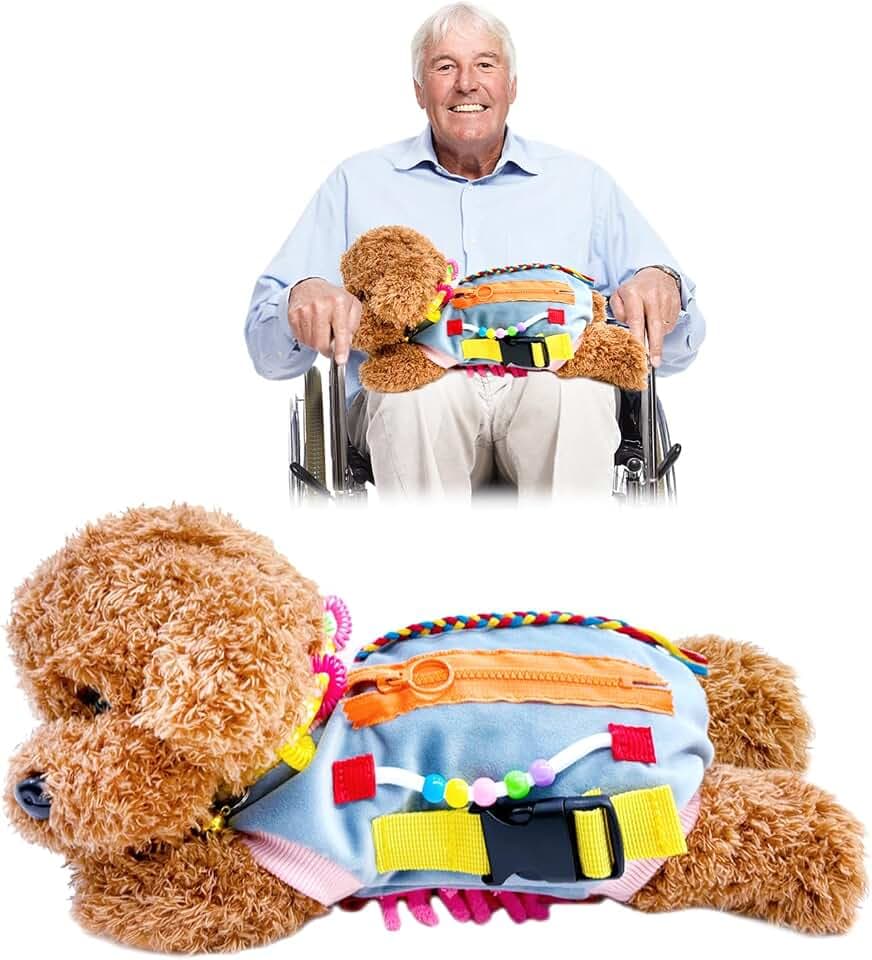 Fidget Blanket, Zappeldecke, Zappelhundedecke für ältere Menschen, Zappelsensordecke für Demenz, Geschenk und Aktivitäten für Senioren mit Alzheimer oder Demenz