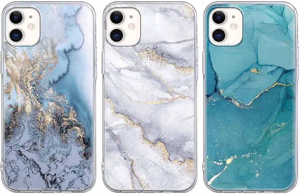 Xylota 3 Stück Handyhülle für iPhone 11 6,1" Hülle, Transparent Mode Case mit Aesthetic Marmor Muster, Weich Silikon Ultra Dünn TPU Bumper Stoßfeste Kratzfest Schutzhülle Cover für iPhone 11