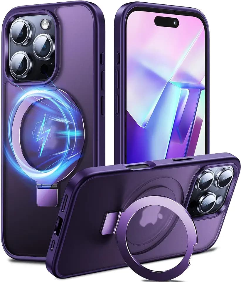 Chicfun 3-in-1 MagStänder für iPhone 16 Pro Max Hülle für MagSafe, [Nr. 1 Magnetkraft+Handlicher Ständer+Militär Stoßfest] Schutzhülle Handyhülle iPhone 16 Pro Max Case Cover Silikon Bumper, Lila