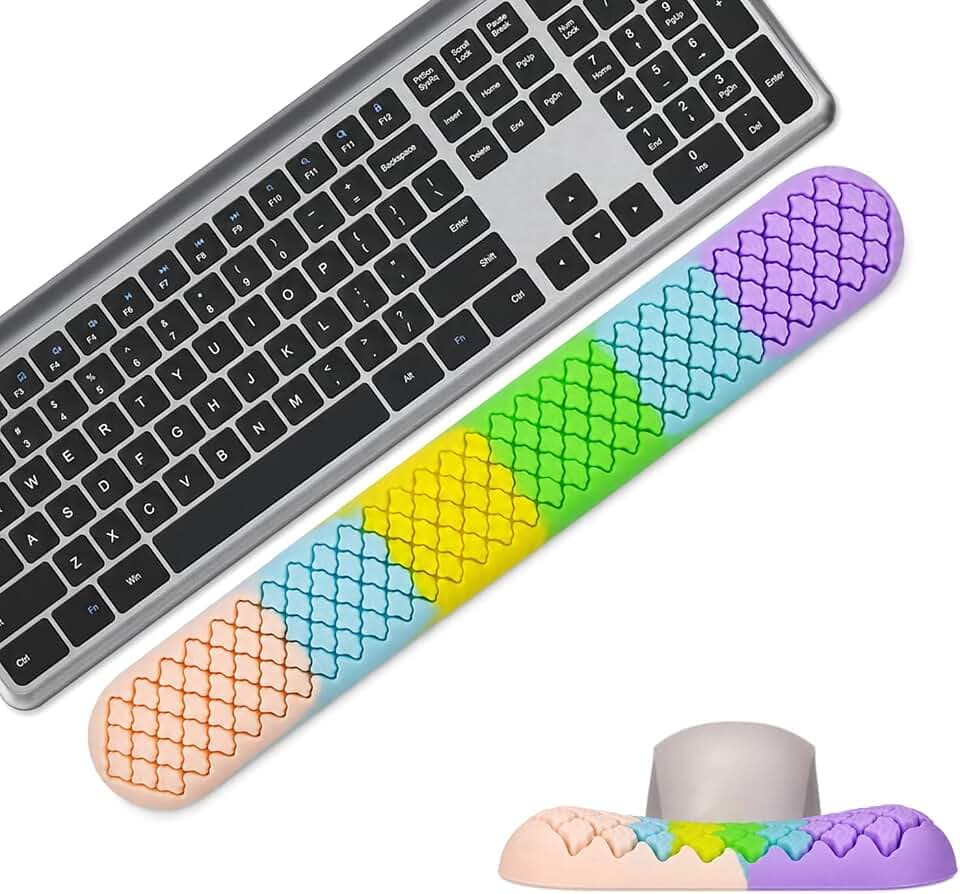 Silicone Keyboard and Mouse Wrist Rest Set, Breathable Open-Grid Pads