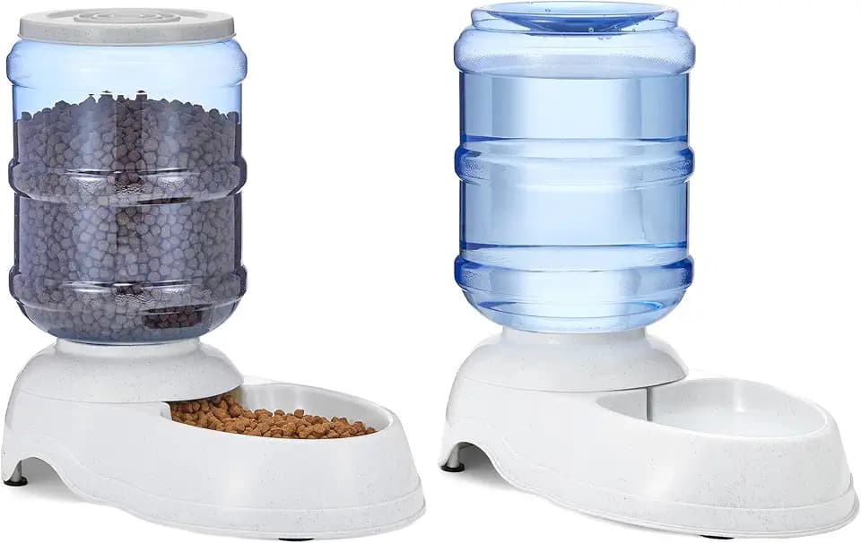 Amazon Basics 2 Stück, Hundefutter- und Wasserspender, Futter- und Wasserspender für Haustiere, Größe S