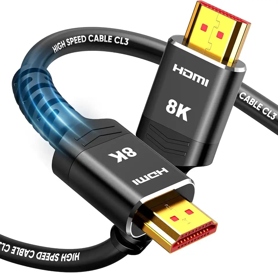 Highwings 10K 8K HDMI Cable 8FT, 4K@120Hz 144Hz HDMI 2.1 Cord Ultra High Speed 48Gbps, Durable, Flexible, for Gaming Monitor, Game Console, Graphics Card, Streaming Media, TV, Ethernet, SoundBar