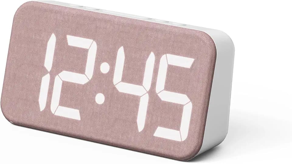 mooas Cosy Fabric LED Desk Clock, Digital Alarm Clock (Ash Pink)