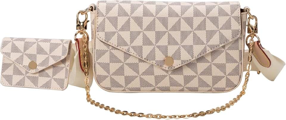 Lacel Urwebin Kleine Umhängetaschen für Damen, stilvolle Designer-Geldbörsen, weiße Messenger-Taschen, Münzgeldbörse inklusive 2 Größen, Weiß
