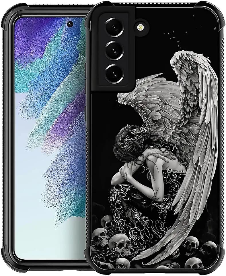 CARLOCA for Samsung Galaxy S21 Plus Case, Angel Girl Wings Skull Fashion Pattern Design for Girl Shockproof Anti-Scratch Hard PC Back Case for Samsung Galaxy S21 Plus