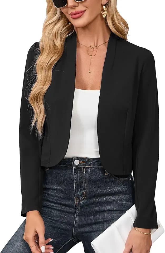 Blazer Damen Lange Ärmel Blazer für Elegant Casual Offene Jackenblazer,Lässig Kurzblazer,Büro Arbeit Jacke