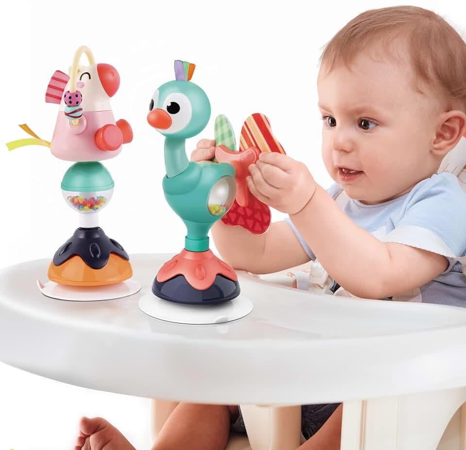 iPlay, iLearn Baby High Chair Suction Rattle Toy Set for 6-12 Months