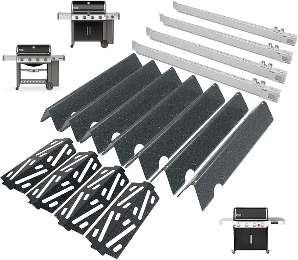 GS4 Genesis II Grill Part for Weber 4 Burner Genesis II & II LX 400 SER II E410 E435, Weber Genesis 400(2022 YRS) Replacement for Webber Flavorizer Bars 66033 66797,Heat Deflectors 66041&Burners 67490
