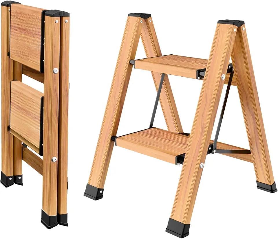 Trittleiter 2 Stufen Klappbar, Klapptritt Aluminium 150kg Kapazität